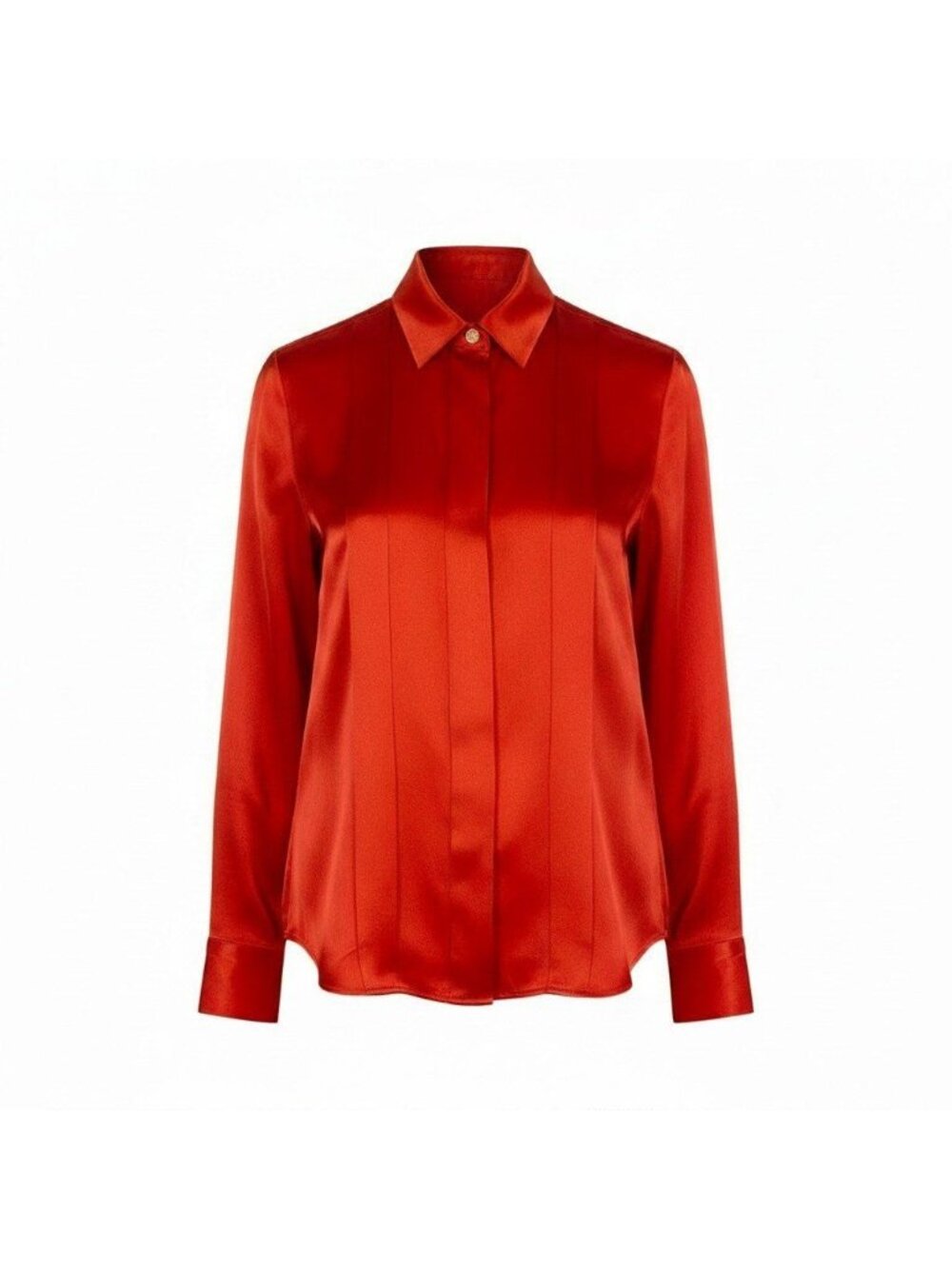 Chanel Boutique Long Sleeve Shirt CC Logo Button Gold Satin